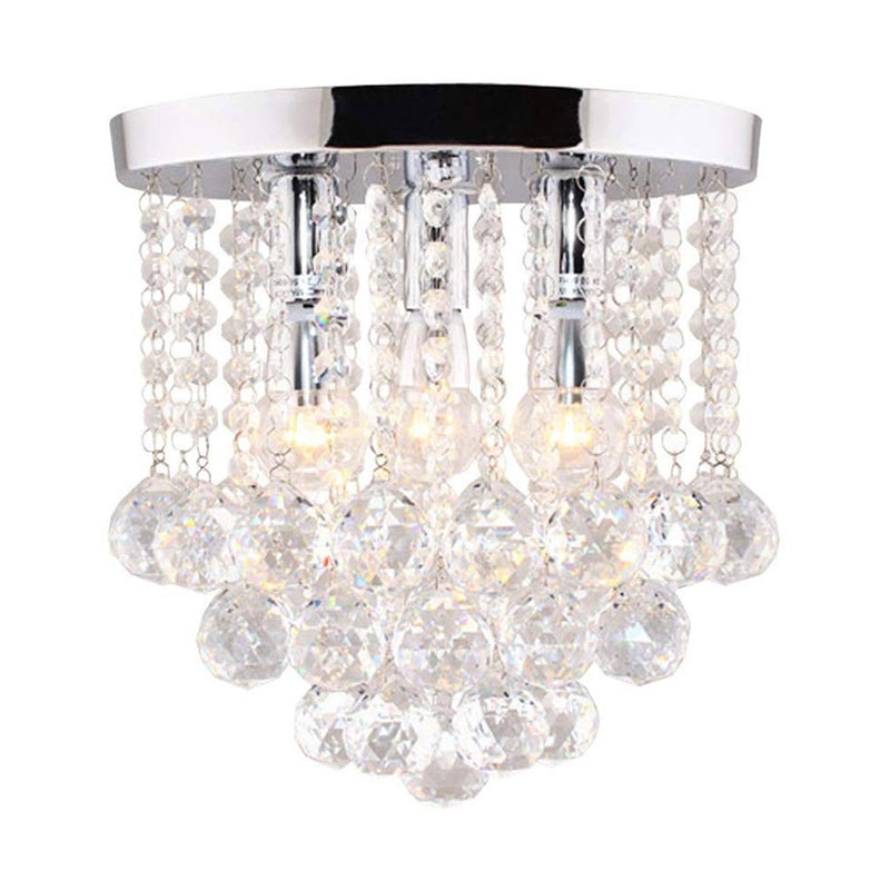 VANJUNN 11.8inch Crystal Chandeliers with LED Lights for Bedroom,Living Room, Kitchen, Crystal Mini Chandelier with Easy Mount Chrome Lamp